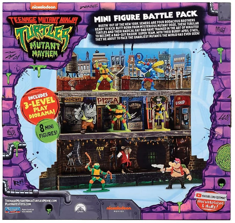PlayMates Teenage Mutant Ninja Turtles: Mutant Mayhem Mini Figuur Battle Pack, Groen