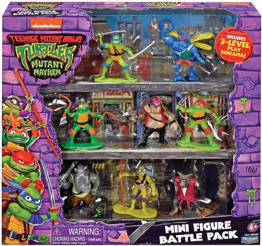 PlayMates Teenage Mutant Ninja Turtles: Mutant Mayhem Mini Figuur Battle Pack, Groen