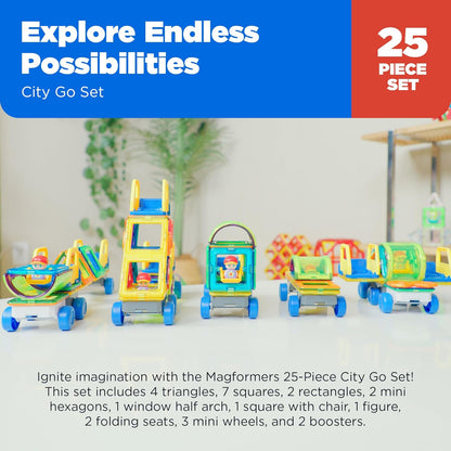 Magformers City Go magnetic construction set. Make Cars, Lorries, Trains and Trams.