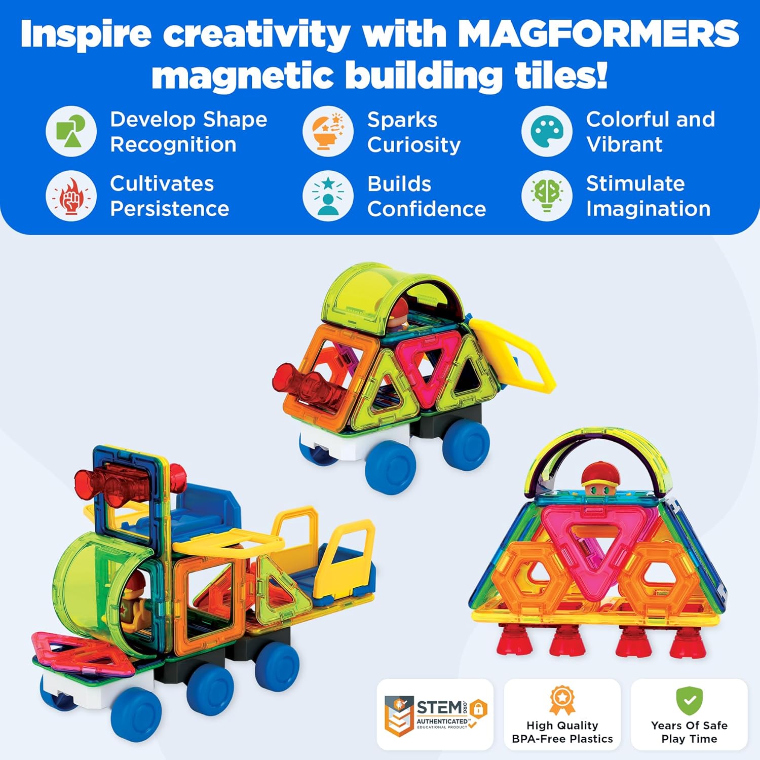 Magformers City Go magnetic construction set. Make Cars, Lorries, Trains and Trams.