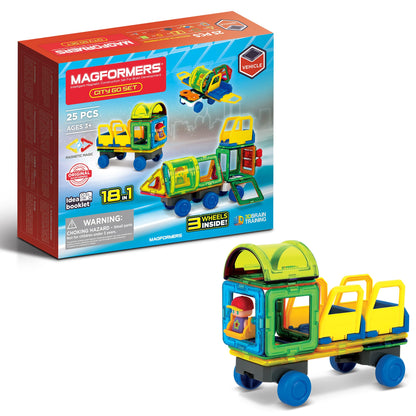 Magformers City Go magnetic construction set. Make Cars, Lorries, Trains and Trams.