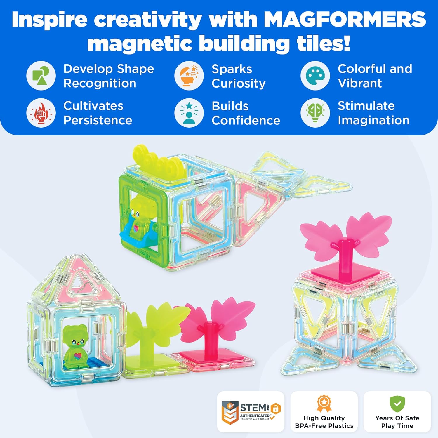 Magformers Magnetic Building Blocks for Kids and Adults, Educational Toy with Glowing Effects, Stand-Alone Bricks