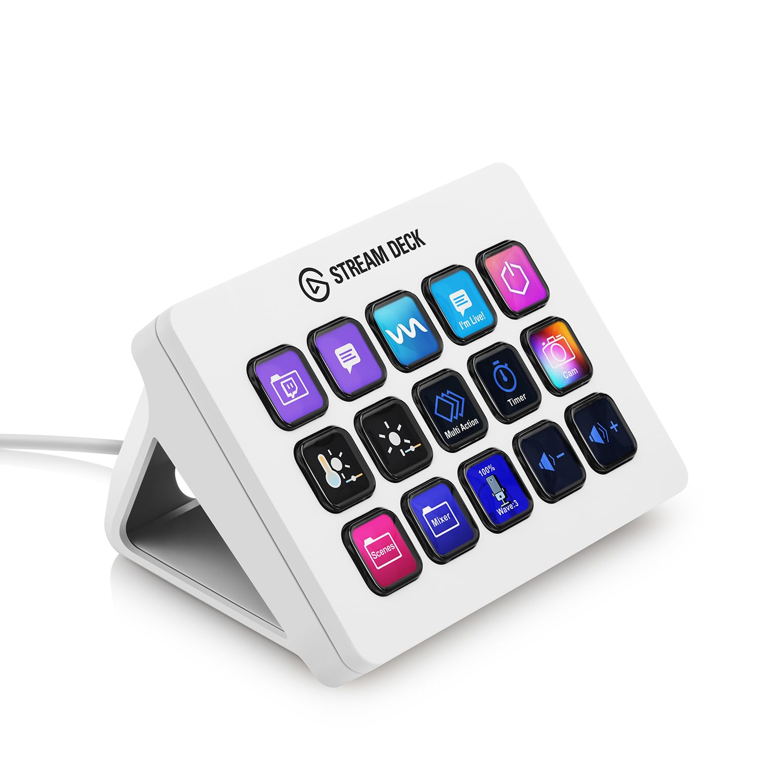 Elgato Stream Deck MK.2 White – Studio Controller, 15 macro keys, trigger actions in apps and software like OBS, Twitch, YouTube and more, works with Mac and PC