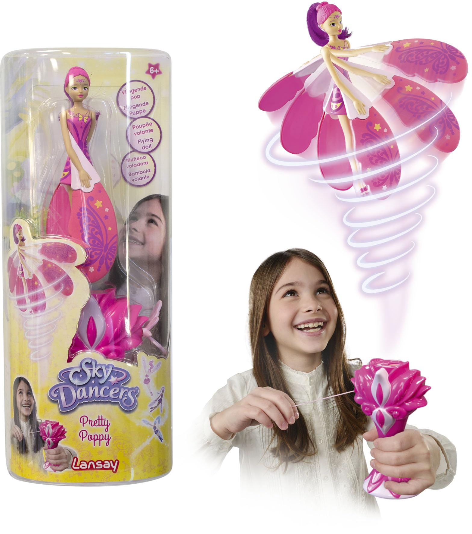 Lansay SKY DANCERS - Pretty Poppy â€“ magische vliegende pop voor kinderen vanaf 6 jaar â€“ fee die vliegt met een werper â€“ verras je kinderen â€“ werkt zonder batterij â€“ cadeau-idee Lansay