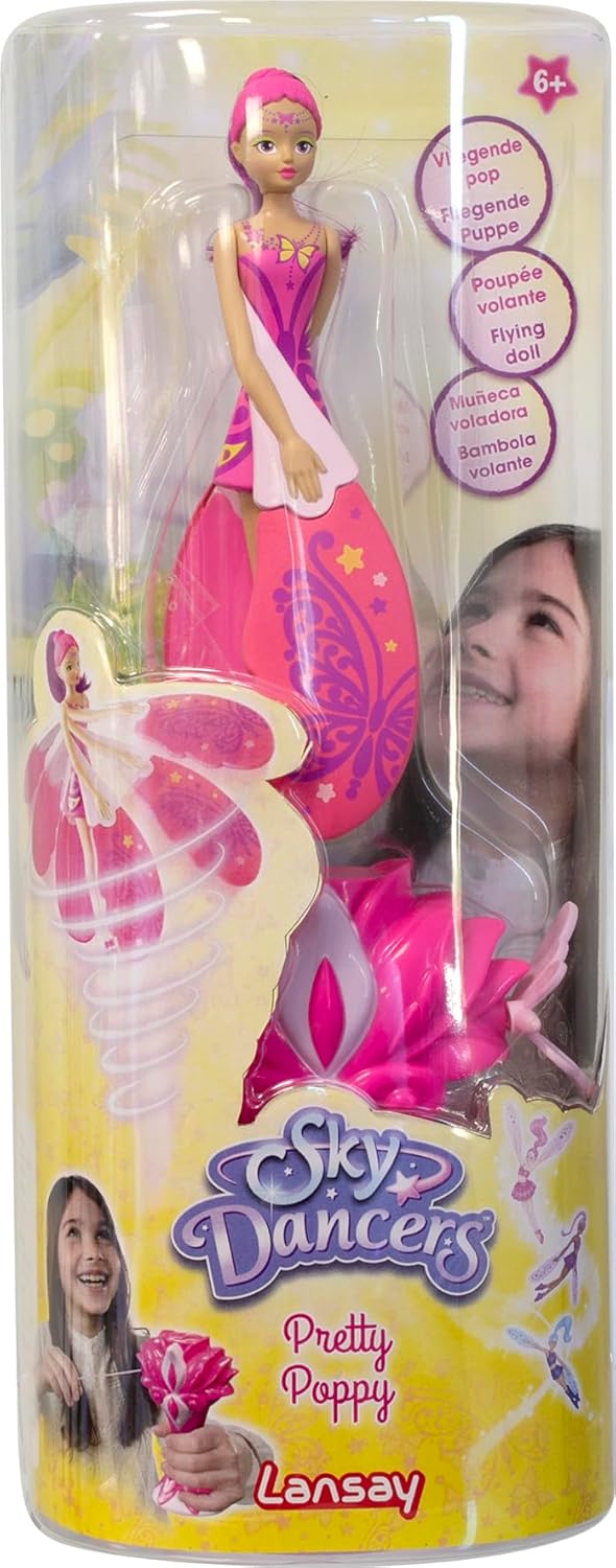 Lansay SKY DANCERS - Pretty Poppy â€“ magische vliegende pop voor kinderen vanaf 6 jaar â€“ fee die vliegt met een werper â€“ verras je kinderen â€“ werkt zonder batterij â€“ cadeau-idee Lansay