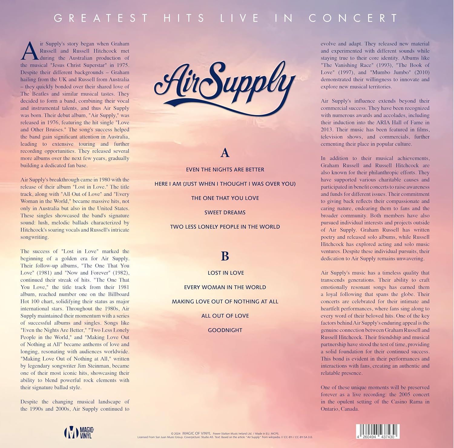 Air Supply - Greatest Hits Live In Concert - Limitiert r. Swirl