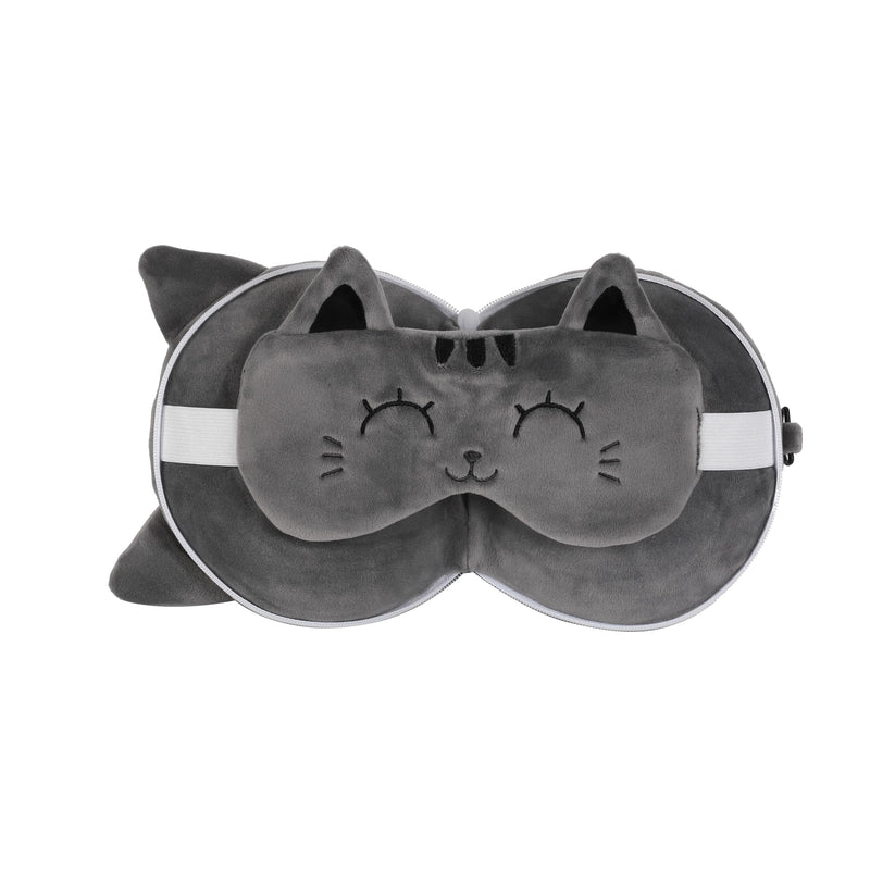 Itotal - Pillow With Sleep Mask - Grey Cat (Xl2529)