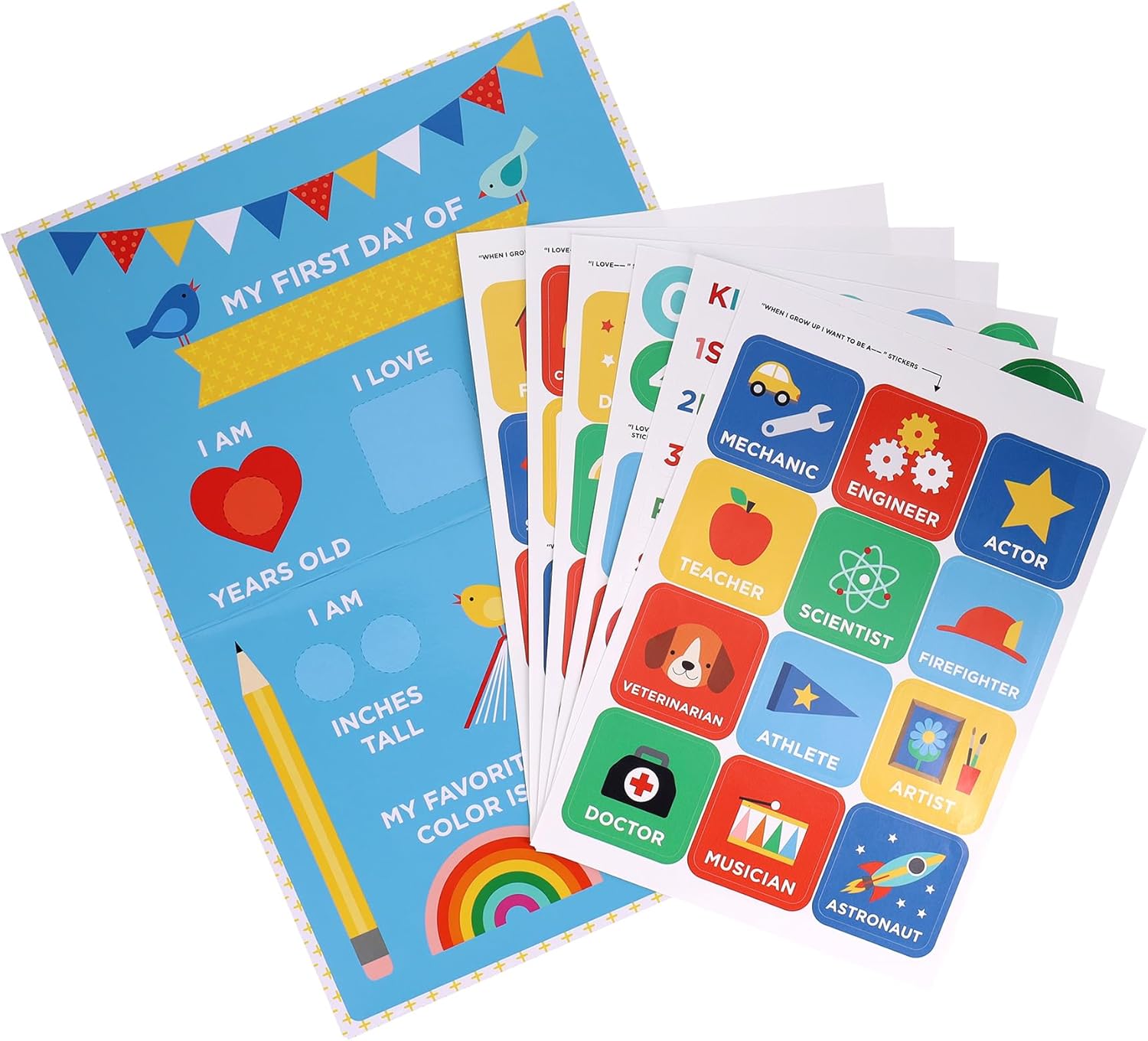 Petit Collage PTC684 First & Last Day of School Sticker Sign, Multicoloured, A4