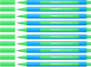 Schneider Slider Edge 152204 Ballpoint Pen with Cap Model XB Pack of 10 / Cyan and Green Barrel / Green Ink