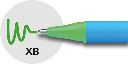 Schneider Slider Edge 152204 Ballpoint Pen with Cap Model XB Pack of 10 / Cyan and Green Barrel / Green Ink