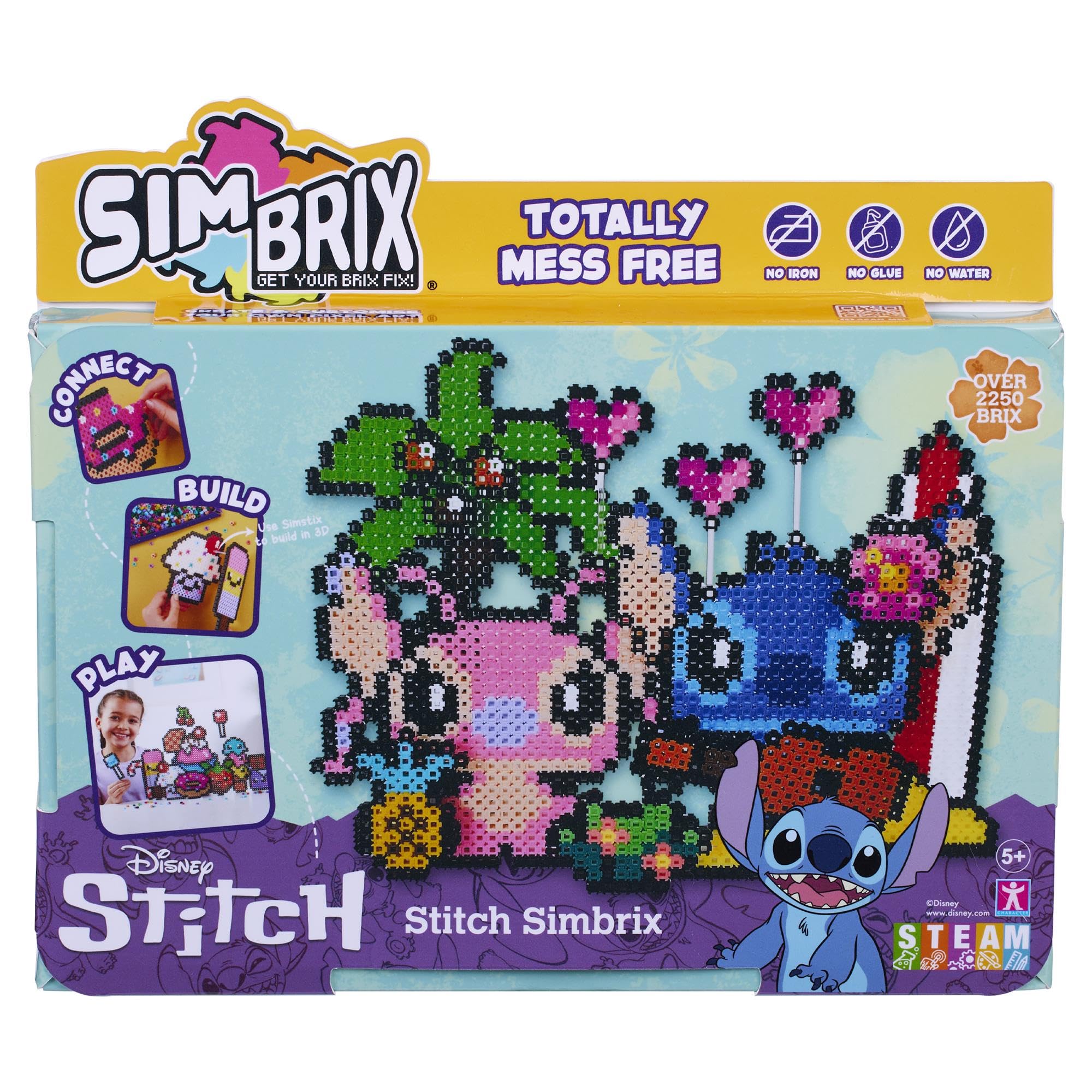 Simbrix Connect & Wow Stitch 2250+ Pixel Art Building Set, Mess-Free, 2D/3D, Ages 5+
