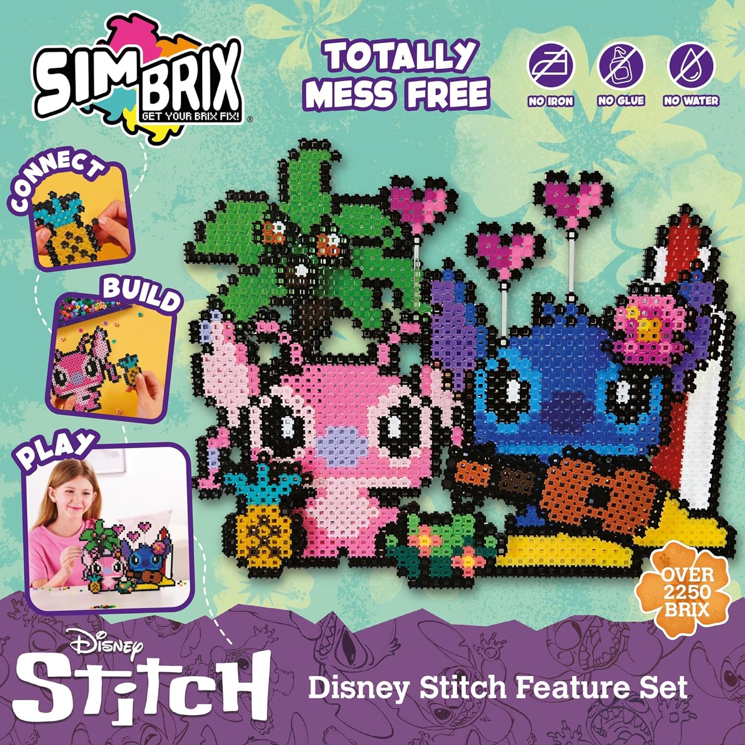 Simbrix Connect & Wow Stitch 2250+ Pixel Art Building Set, Mess-Free, 2D/3D, Ages 5+
