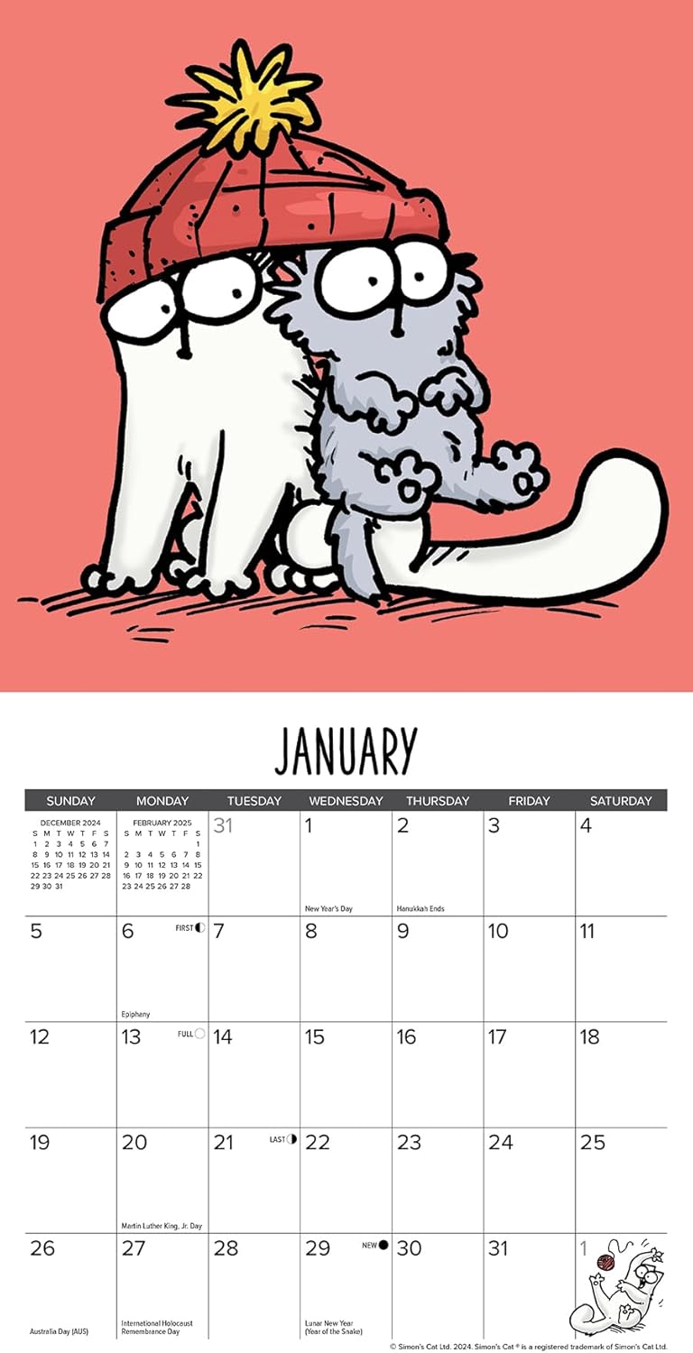 Willow Creek Press Compatible with Licensed Simon's Cat 2025 7" x 7" Mini Wall Calendar