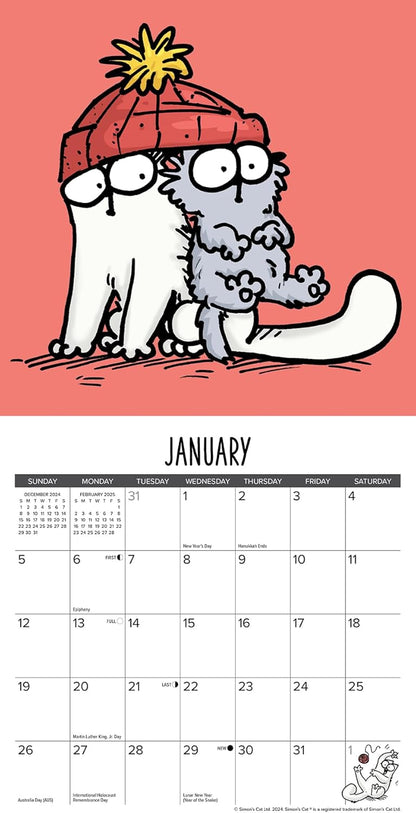 Willow Creek Press Compatible with Licensed Simon's Cat 2025 7" x 7" Mini Wall Calendar