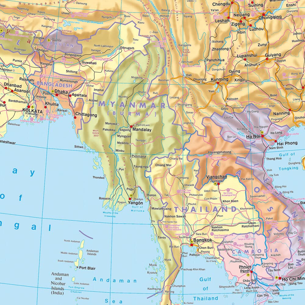 Asia physical-political, Large-format, 1:9m,
