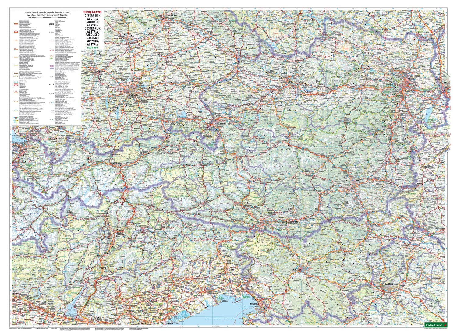 Austria Road Map 1:500,000