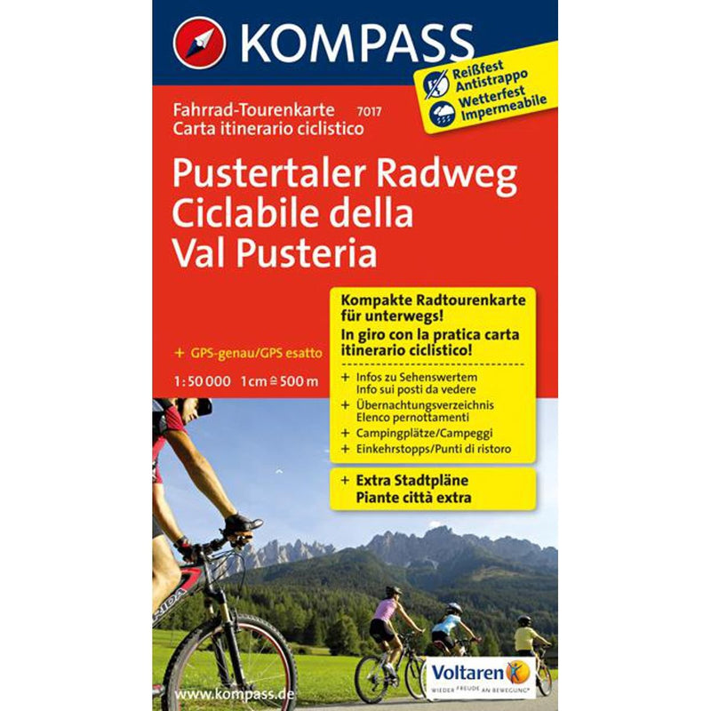 Carta cicloturistica tour n. 7017. Ciclabile della Val Pusteria-Pustertaler Radweg: Fietsroutekaart 1:50 000