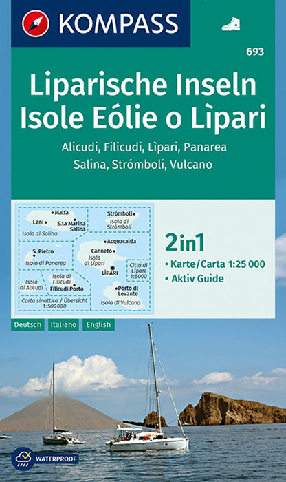Carta escursionistica n. 693. Isole Eolie e Lipar 1:25.000. Ediz. italiana, tedesca e inglese: Wandelkaart 1:25 000