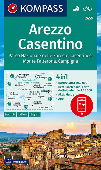Kompass: Carta Escursionistica N. 2459. Arezzo, Casentino, Parco Nazionale Delle Foreste Casentinesi, Monte Falterona, Campigna