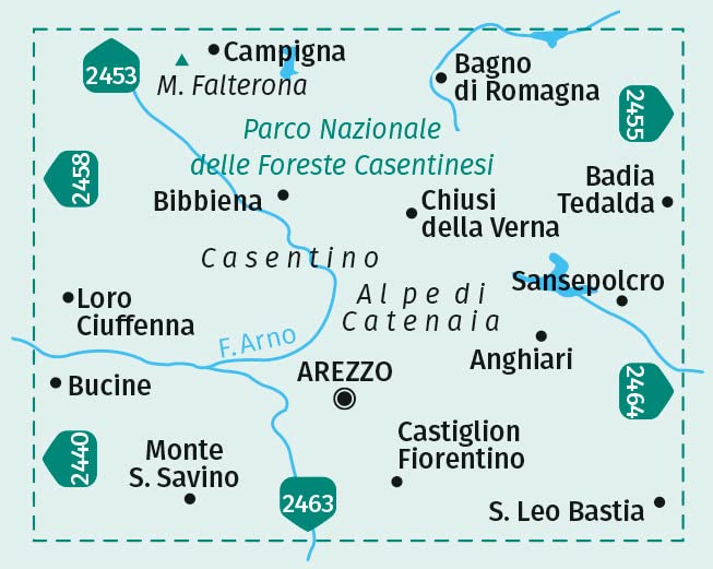 Kompass: Carta Escursionistica N. 2459. Arezzo, Casentino, Parco Nazionale Delle Foreste Casentinesi, Monte Falterona, Campigna
