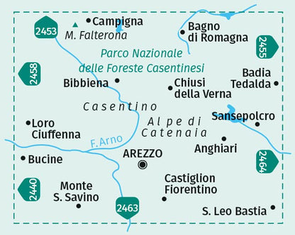 Kompass: Carta Escursionistica N. 2459. Arezzo, Casentino, Parco Nazionale Delle Foreste Casentinesi, Monte Falterona, Campigna