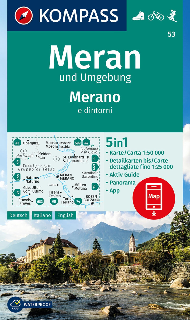 Kompass: Carta Escursionistica Nr. 53 Merano