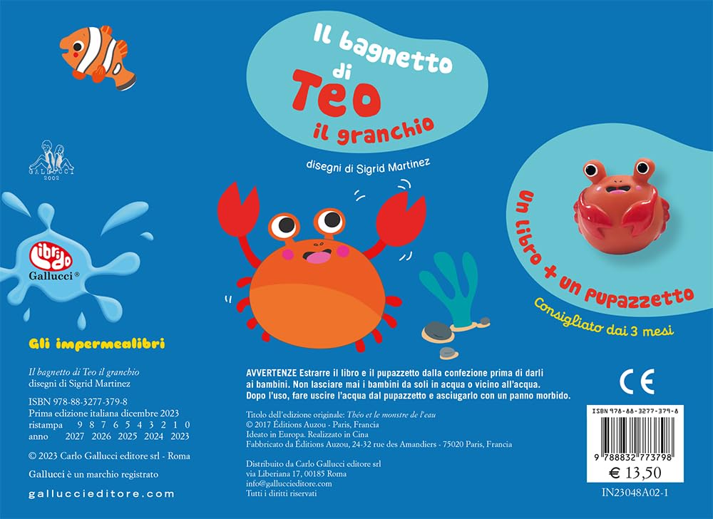 Mart?­Nez Sigrid - Il Bagnetto Di Teo Il Granchio. Impermealibri. Ediz. A Colori. Con Pupazzetto