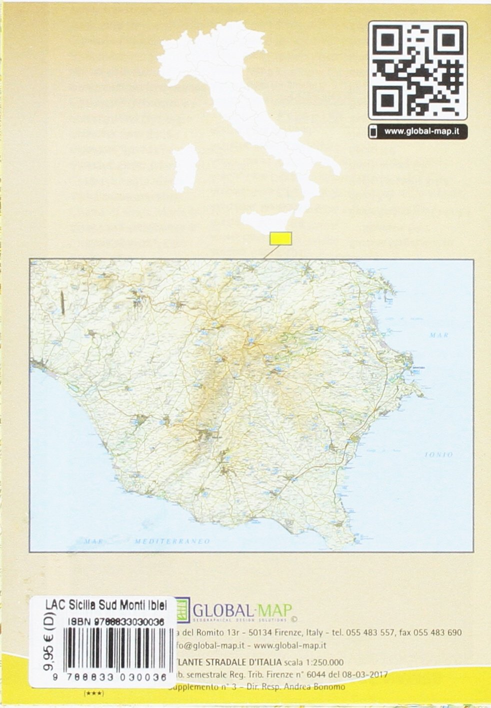 Sicilia sud orientale. Carta turistico-stradale 1:120.000 (cm 97x67
