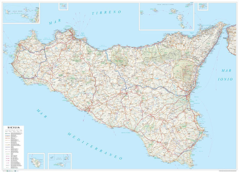 Sicilia. Carta stradale della regione 1:250.000 (carta murale plastificata stesa con aste cm 120x86