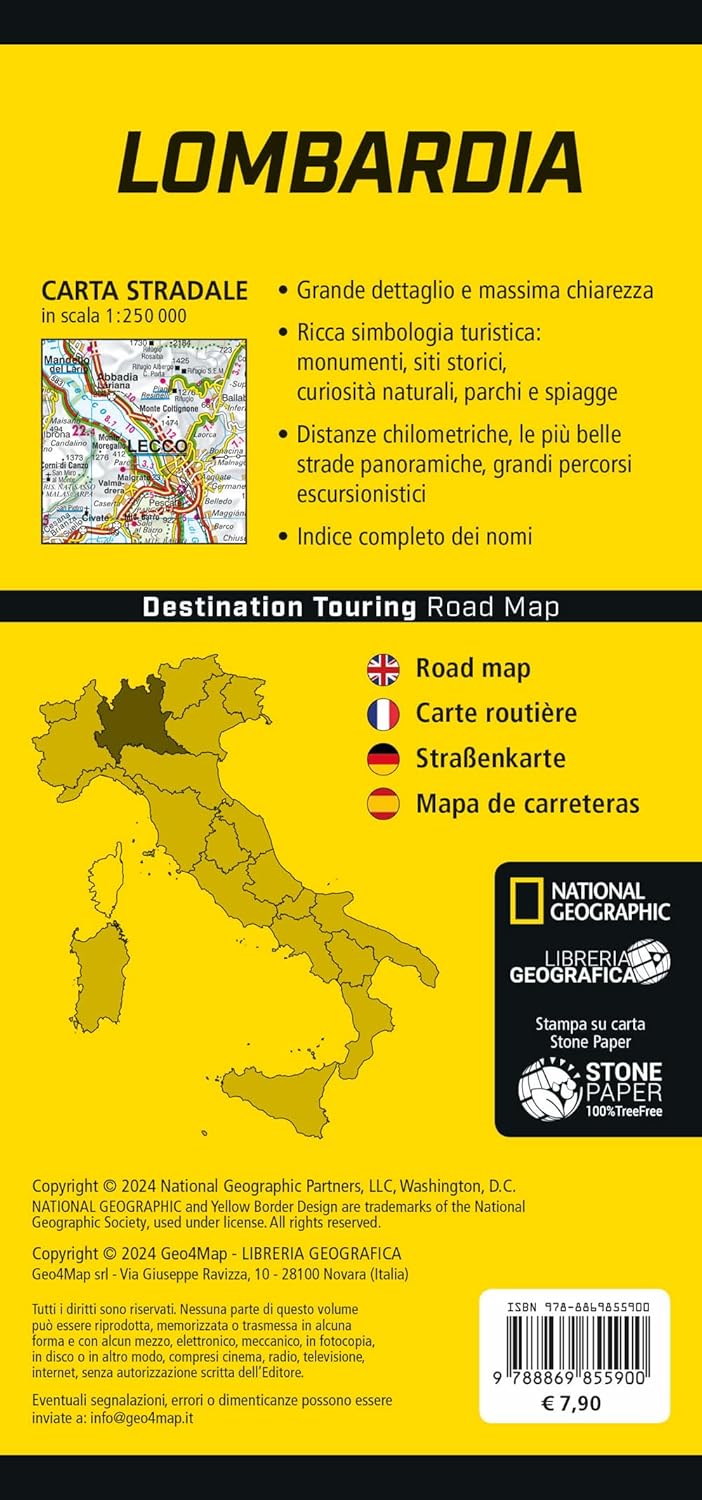 Lombardia. Road Map. Destination Touring 1:250.000