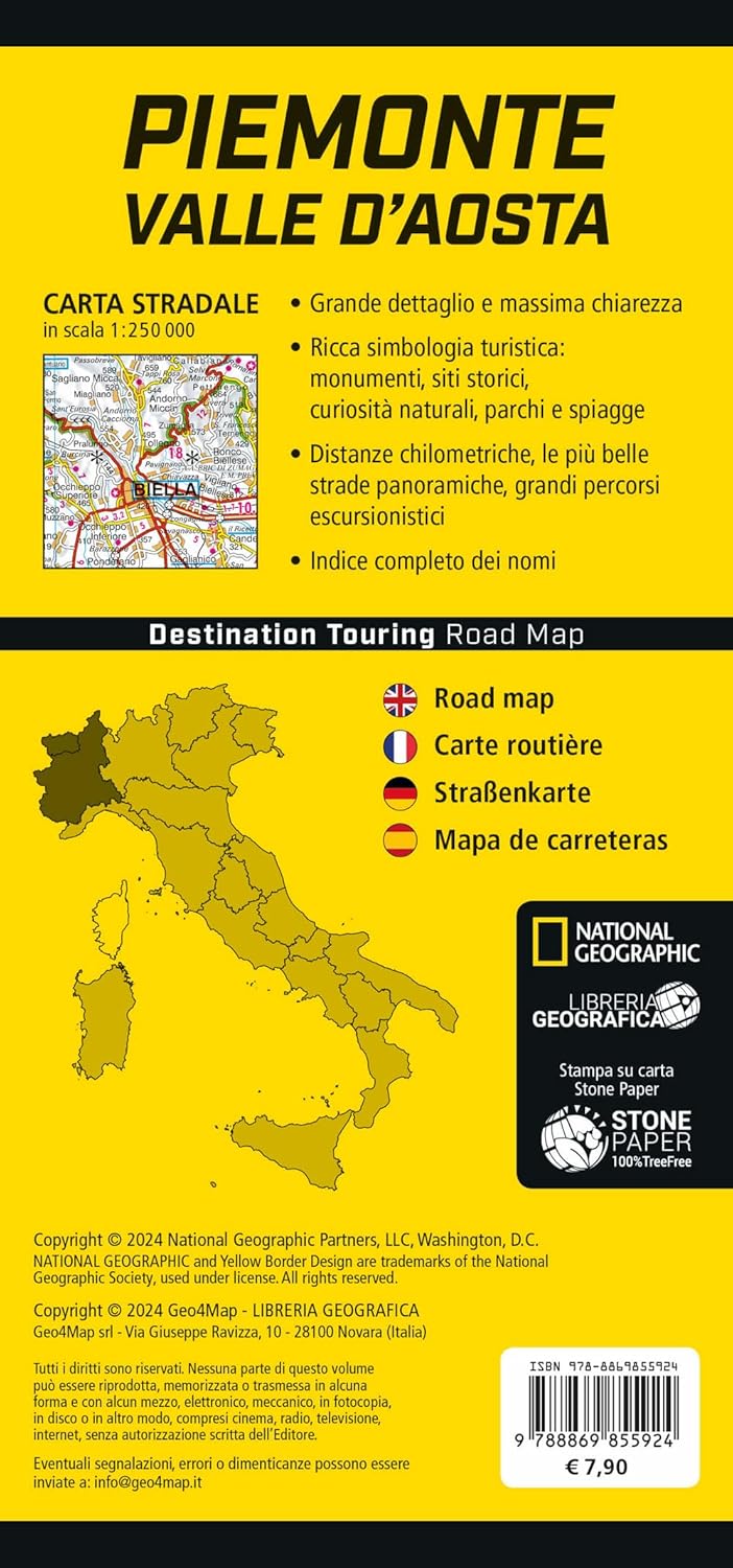 Piemonte e Valle d'Aosta. Road Map. Destination Touring 1:250.000