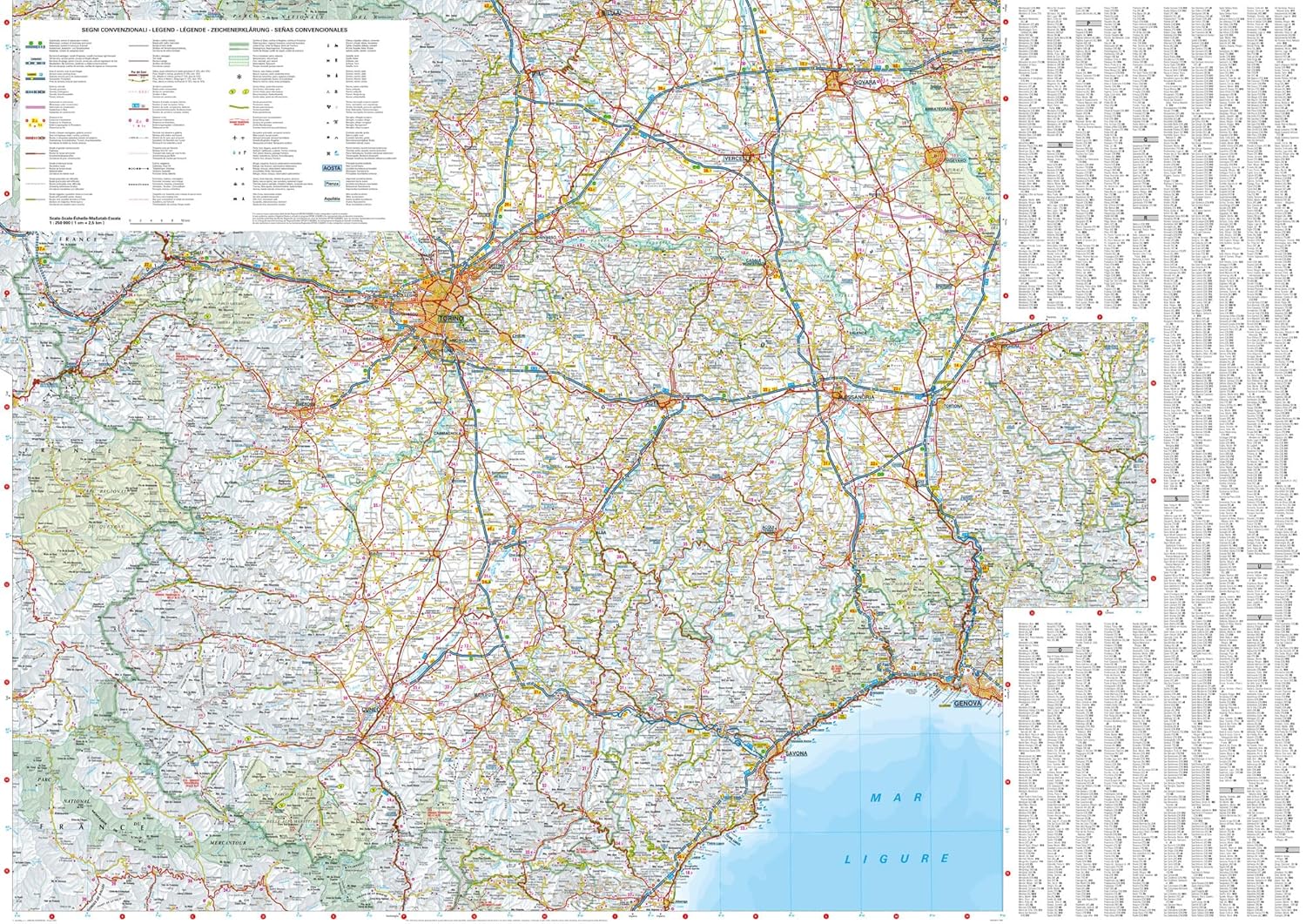 Piemonte e Valle d'Aosta. Road Map. Destination Touring 1:250.000