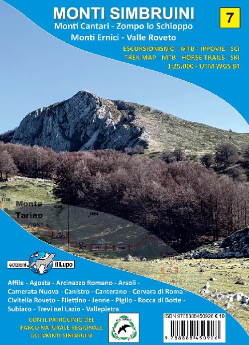 Carta Monti Simbruini. Monti Cantari - Zompo Lo Schioppo - Monti Ernici - Valle Roveto 1:25000