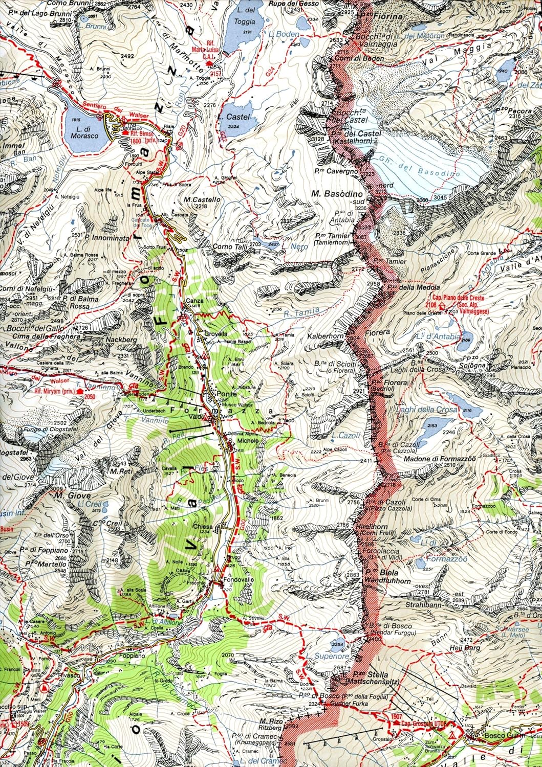 Carta n. 11 Domodossola e Val Formazza 1:50.000. Carta dei sentieri e dei rifugi