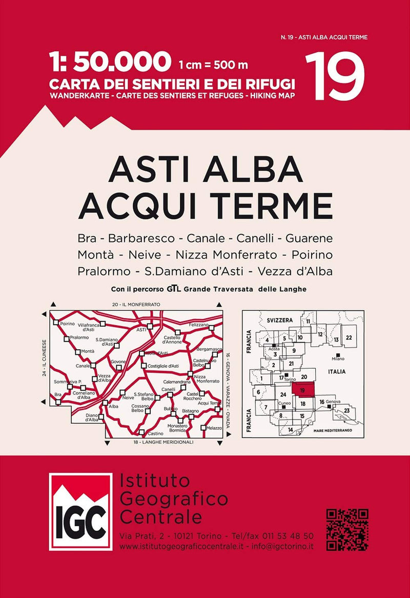Carta N. 19 Asti, Alba, Acqui Terme 1:50.000. Carta Dei Sentieri E Dei Rifugi