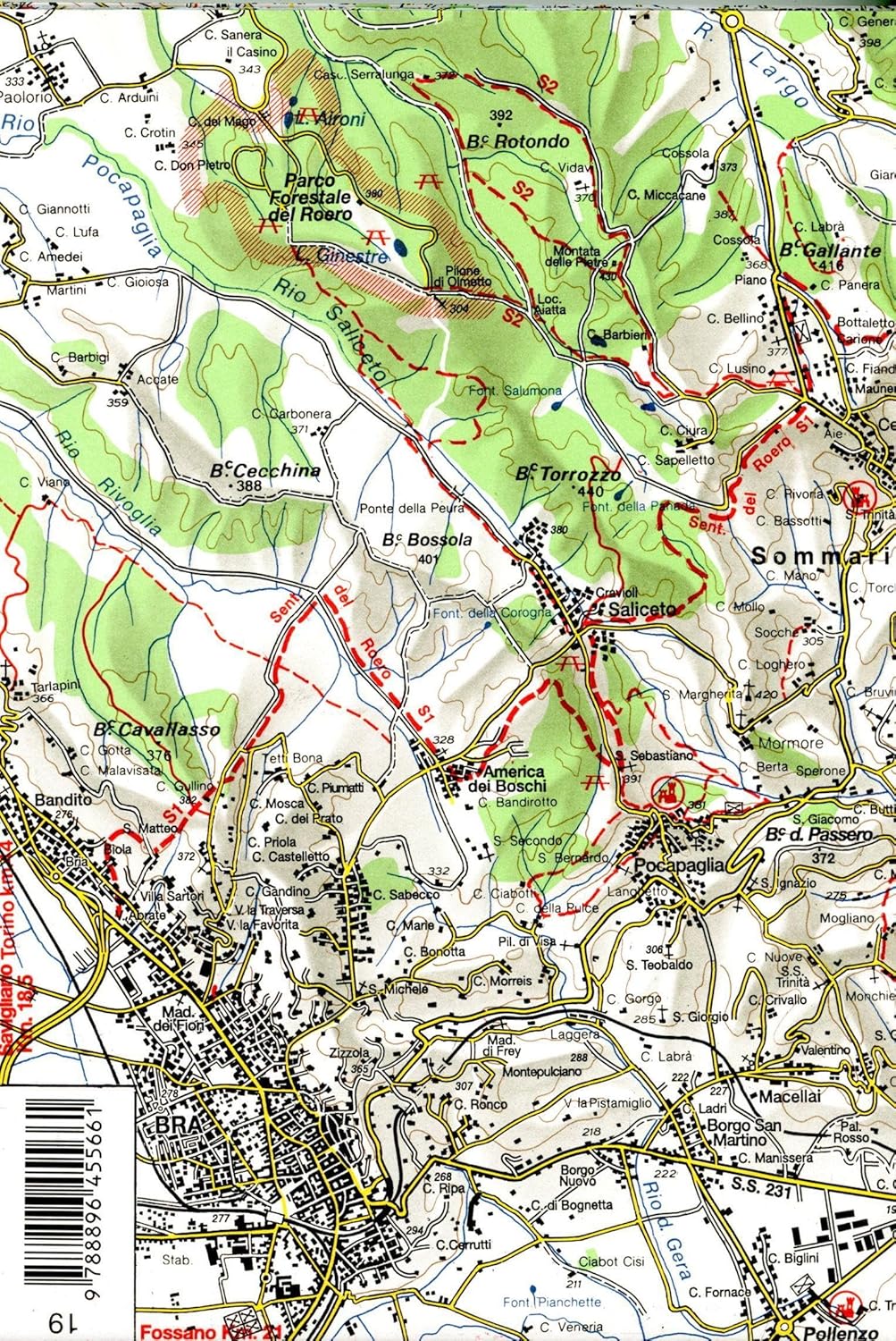 Carta N. 19 Asti, Alba, Acqui Terme 1:50.000. Carta Dei Sentieri E Dei Rifugi