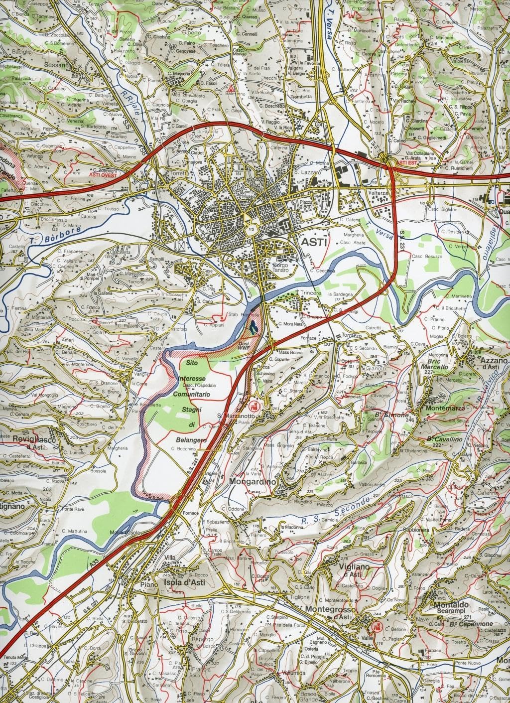 Carta N. 19 Asti, Alba, Acqui Terme 1:50.000. Carta Dei Sentieri E Dei Rifugi