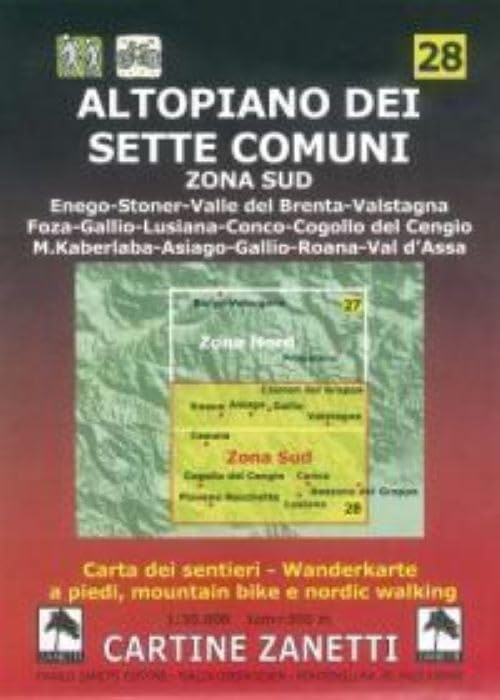Altopiano Dei Sette Comuni. Zona Sud 1:30.000 1Cm=300M. Carta Dei Sentieri A Piedi, Mountain Bike E Nordic Walking