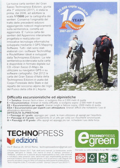 Gran Sasso D`Italia. Carta Dei Sentieri 1:15.000