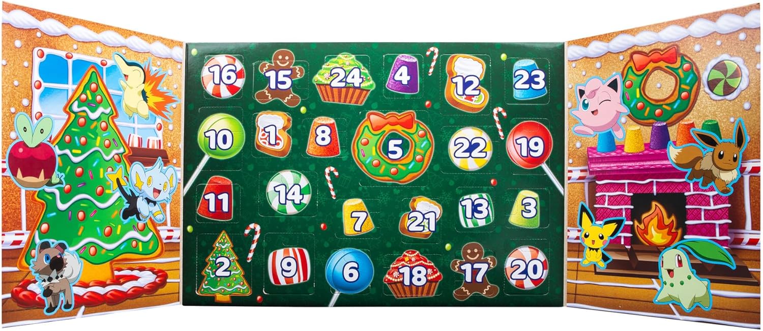 Pokémon PKW3066 Holiday Calendar-Features 24 2-Inch Battle Figures Version 1