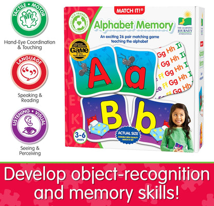 The Learning Journey: Match It Alphabet Memory - Letter Matching Game with 26 Matching Pairs - Memory Games for Kids 3 and Up – Helps Interactive Child Development, Reading and Recognition Skills