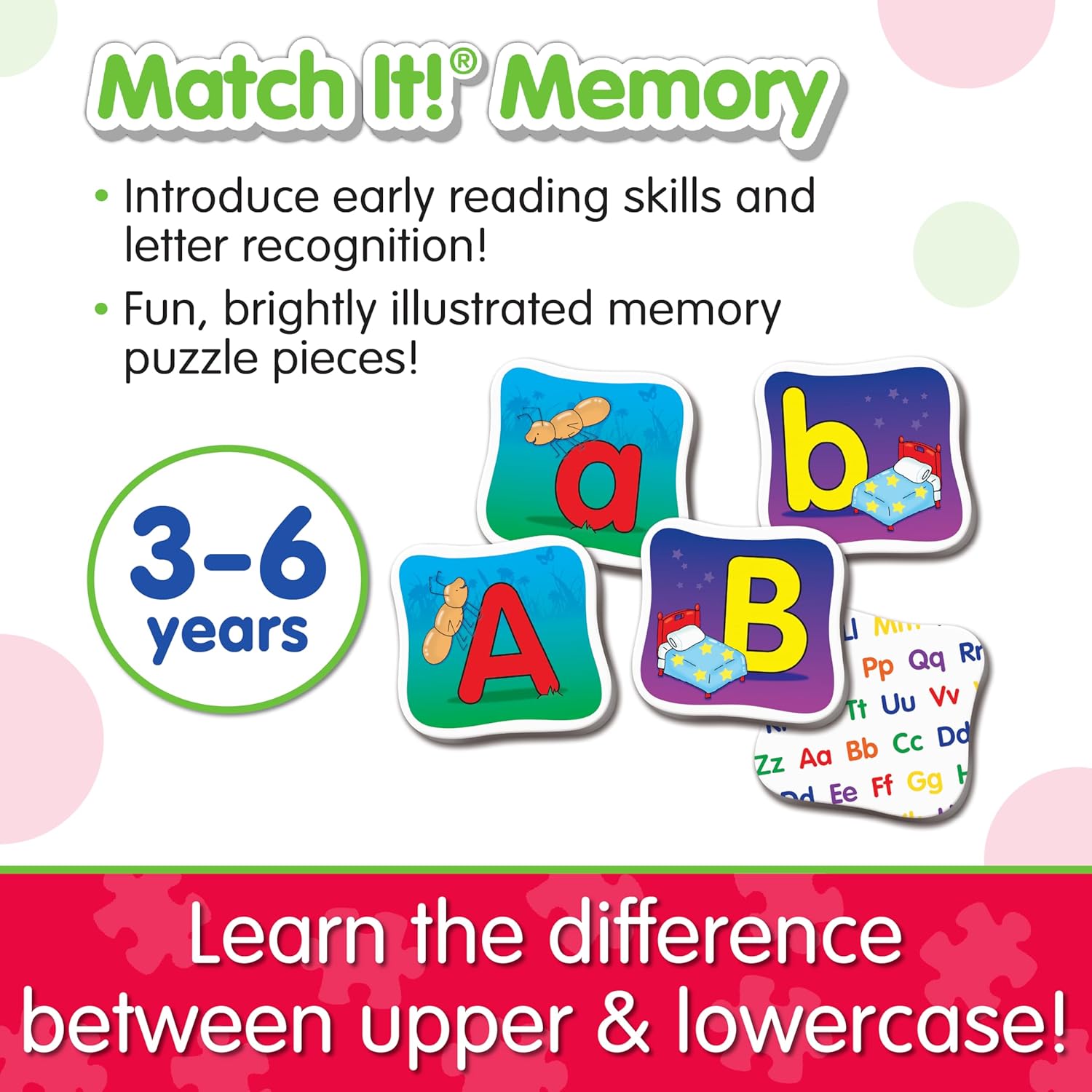 The Learning Journey: Match It Alphabet Memory - Letter Matching Game with 26 Matching Pairs - Memory Games for Kids 3 and Up – Helps Interactive Child Development, Reading and Recognition Skills