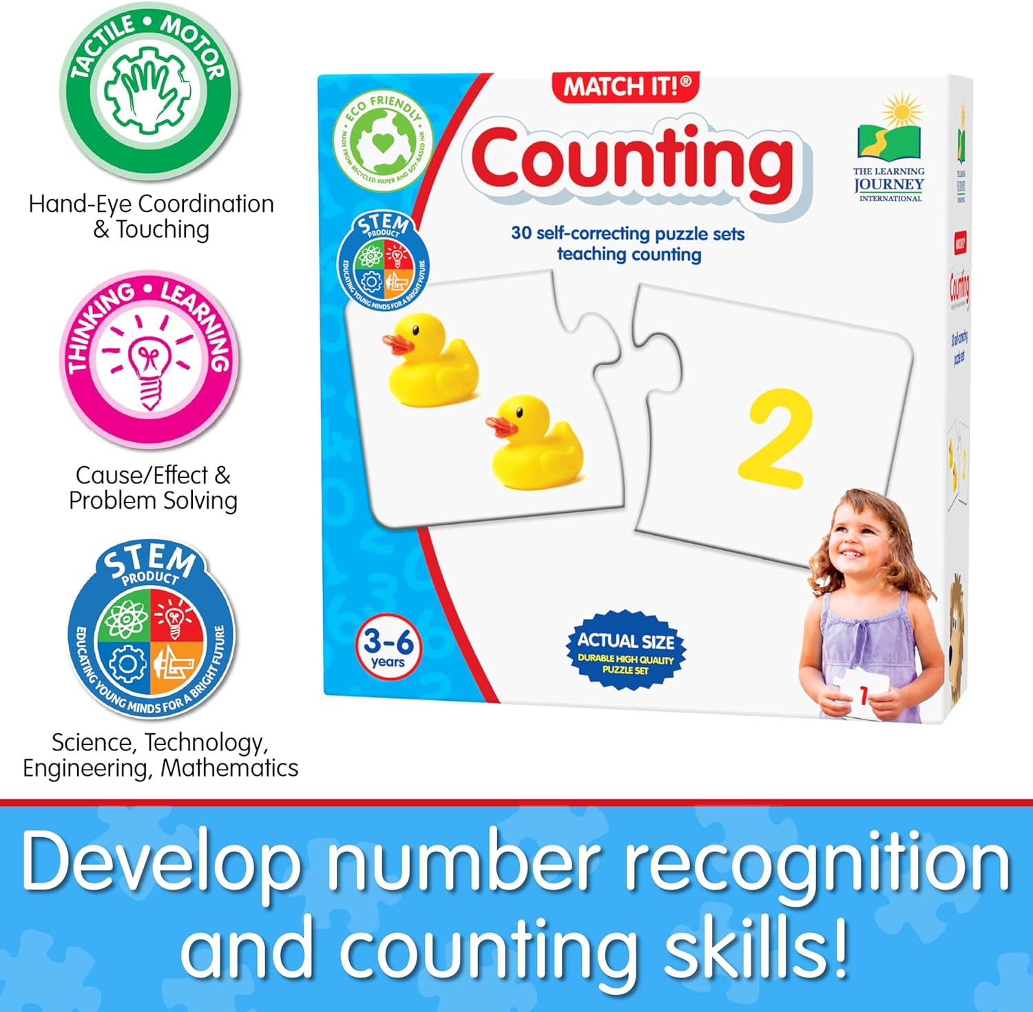 The Learning Journey Match It - Counting Memory Game For Kids - Helps Interactive Child Development, Problem-Solving and Counting Skills - Includes 30 Self-Correcting Puzzle Sets - For 4+ Years