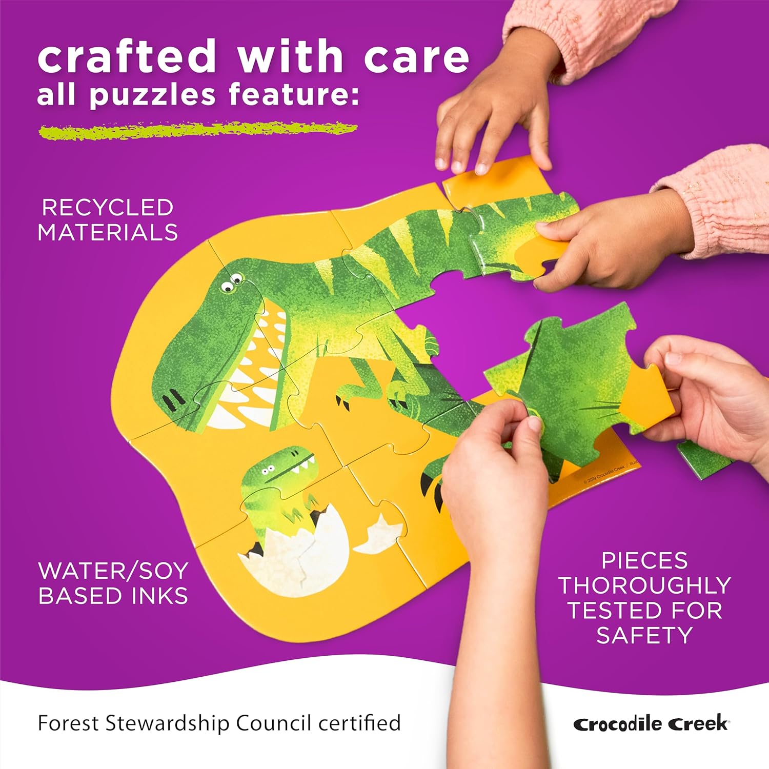 Crocodile Creek Mini Floor Puzzle - Shark City - 12 Large Jigsaw Pieces - for Kids Ages 2 Years and up - Heavy-Duty Box for Storage - Finished Puzzle is 9” x 12”