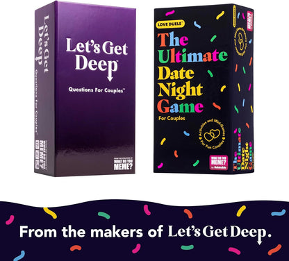 WHAT DO YOU MEME? El mejor juego de citas nocturnas de Relatable, de los creadores de Let's Get Deep, el relleno perfecto de calcetines para mujer, incluye 300 cartas, spinner e instrucciones de juego