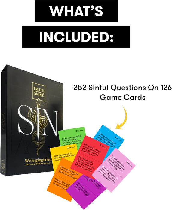 Truth or Drink: Sin Expansion Pack | Fun and Wild Card Games for Adults | Seven Deadly Sins Theme | For Game Night, College Party, Camping Games, Beach Day or Funny Gift