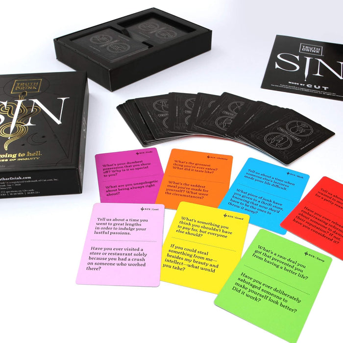 Truth or Drink: Sin Expansion Pack | Fun and Wild Card Games for Adults | Seven Deadly Sins Theme | For Game Night, College Party, Camping Games, Beach Day or Funny Gift