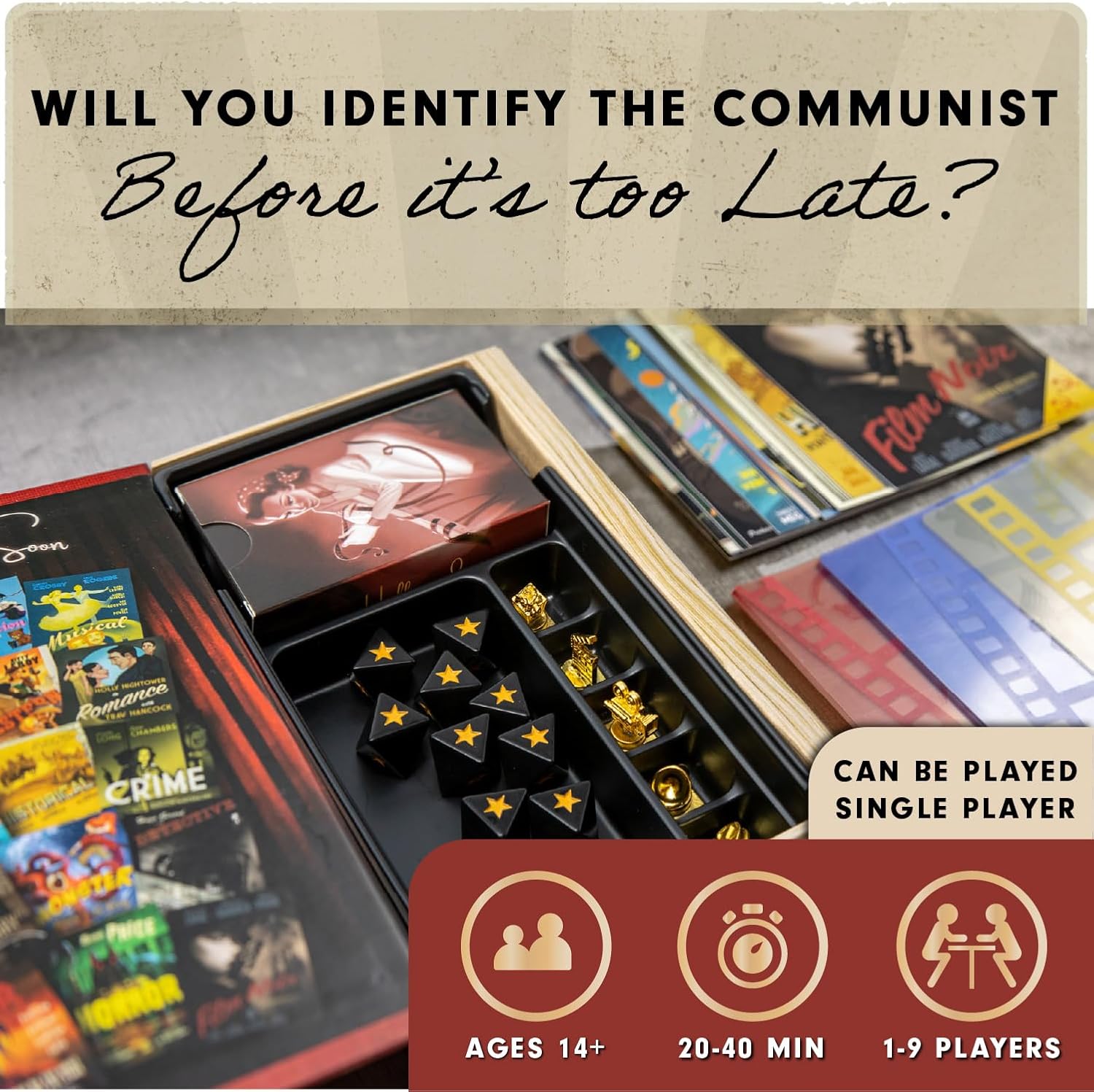 Hollywood 1947 Board Game Deluxe Version - A Movie Making Game for Friends and Family - A Board Game of Cards, Strategy, and Deceit, for 1-9 Players, Ages 14 and Up