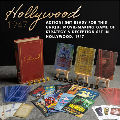 Hollywood 1947 Board Game Deluxe Version - A Movie Making Game for Friends and Family - A Board Game of Cards, Strategy, and Deceit, for 1-9 Players, Ages 14 and Up