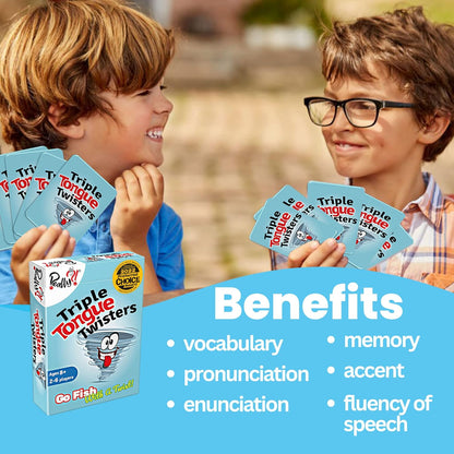 Triple Tongue Twisters, Kartenspiele für Familien mit lustigen Zungen-Twisters, Lernspiele für Kinder, Lachen und Lernen von Reisespielen, lustige Geschenke für Weihnachtsstrumpffüller